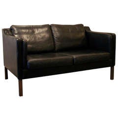 Vintage Danish Leather 2-Seat Sofa