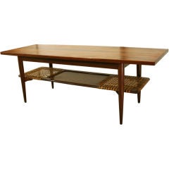 Danish Rosewood Coffee Table with Caning