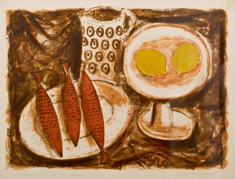 Mid-20th Century 1950s Pair of Abstracted Still Lifes by Emil Weddige For Sale