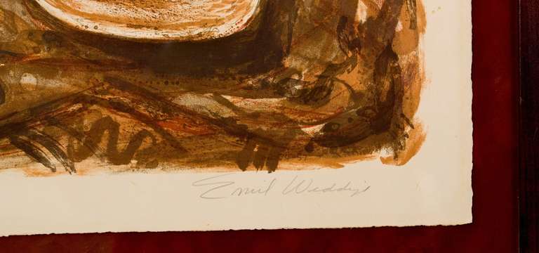 Abstrakte Stillleben von Emil Weddige aus den 1950er Jahren, Paar (Holz) im Angebot