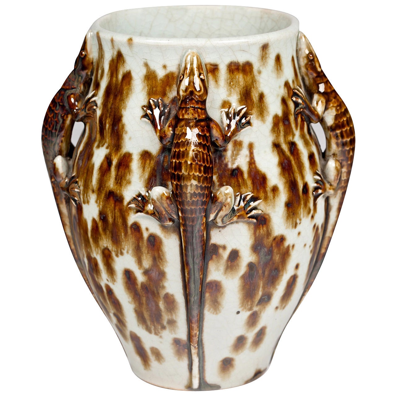 Fabulous Primavera French Deco Lizard Vase For Sale
