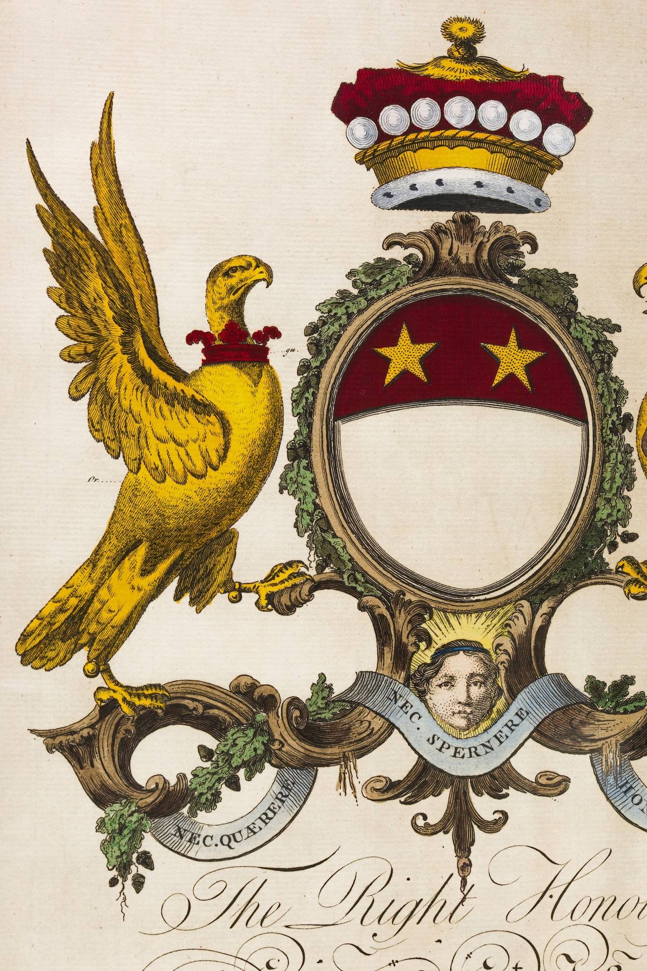 Pair of 18th C English Baron Coat of Arms Heraldry Prints ...