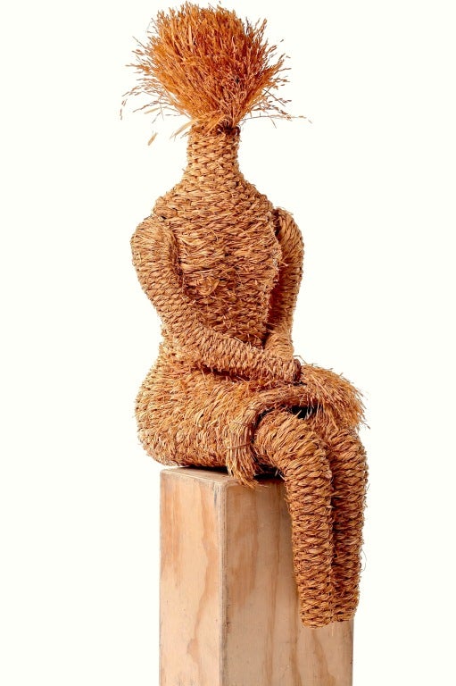 Wonderful and artistic woven hemp or grass sculpture from the estate of fashion designer Joan Vass. She was an assistant curator at New York's Museum of Modern Art before she started designing knit wear. An imposing and graphic piece of art.
Chair