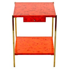 Charles et Fils Orange Lacquered Side Table
