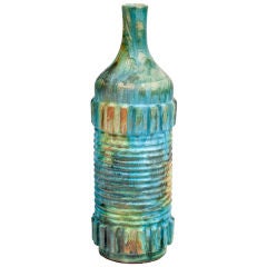 XL Ceramic Turquoise Vase by Alvino Bagni for Raymor