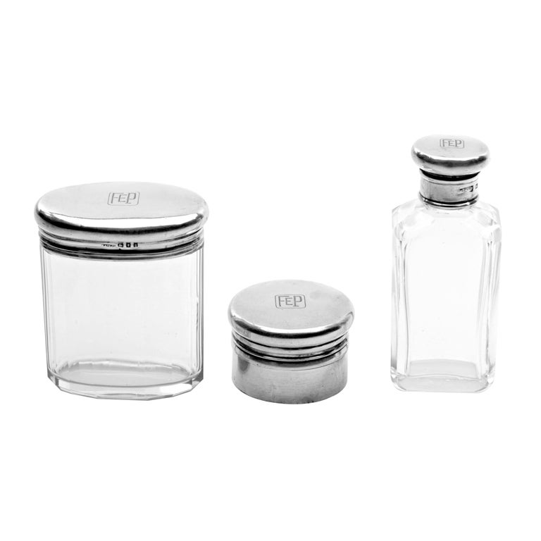 Asprey of London Sterling and Crystal Vanity Set