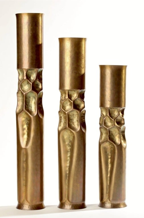 20th Century Three Candlesticks in Bronze Dore by Thomas Roy Markusen