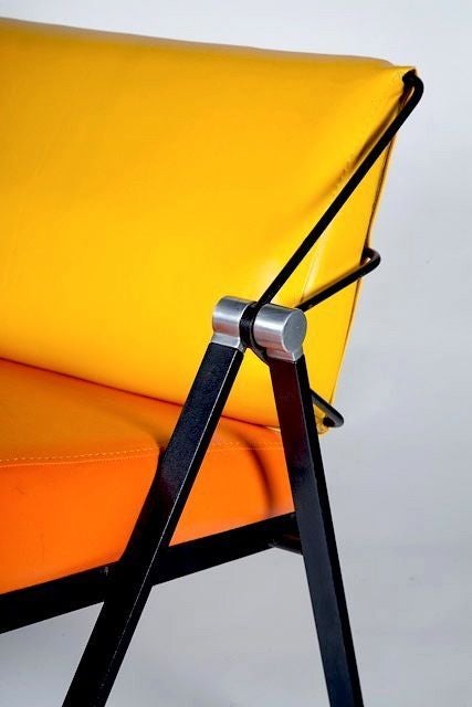 Italian Orange and Yellow Lounge Chair by Gaston Rinaldi