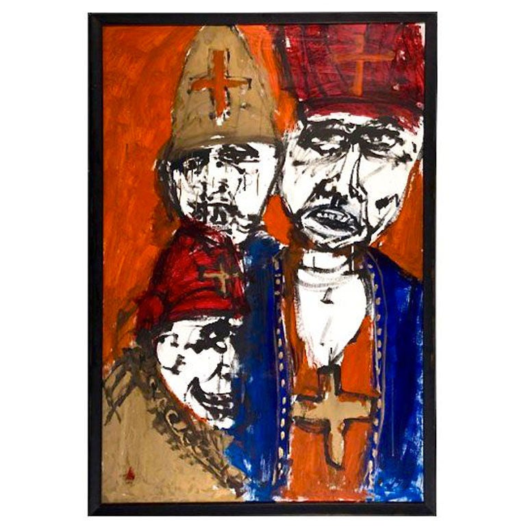 "Three Bishops" Abstract Figural Painting by Walter Michael Lee