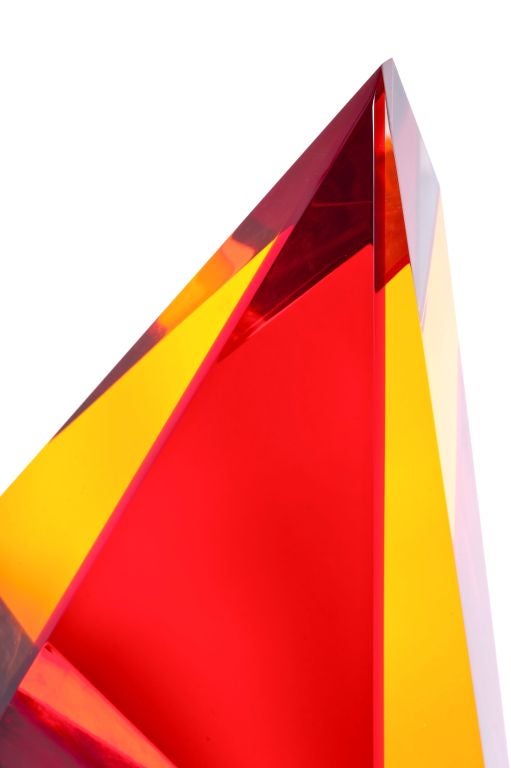 Capturing the light from his studio in East Hampton, Norman Mercer was a master at infusing lucite with color. Each sculpture reveals itself differently from various angles and Mercer never repeated a pattern, so each one is unique and bold!<br