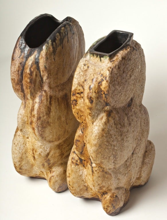Pair of Large West German Sculptural Ceramic Vases 1