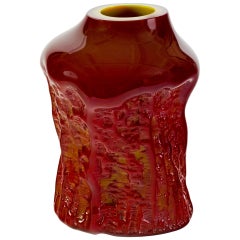 1970s Vintage Querandi Sculptural Maroon Vase 