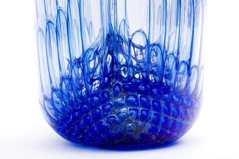 60's Blue Crackle Glass Vase 2