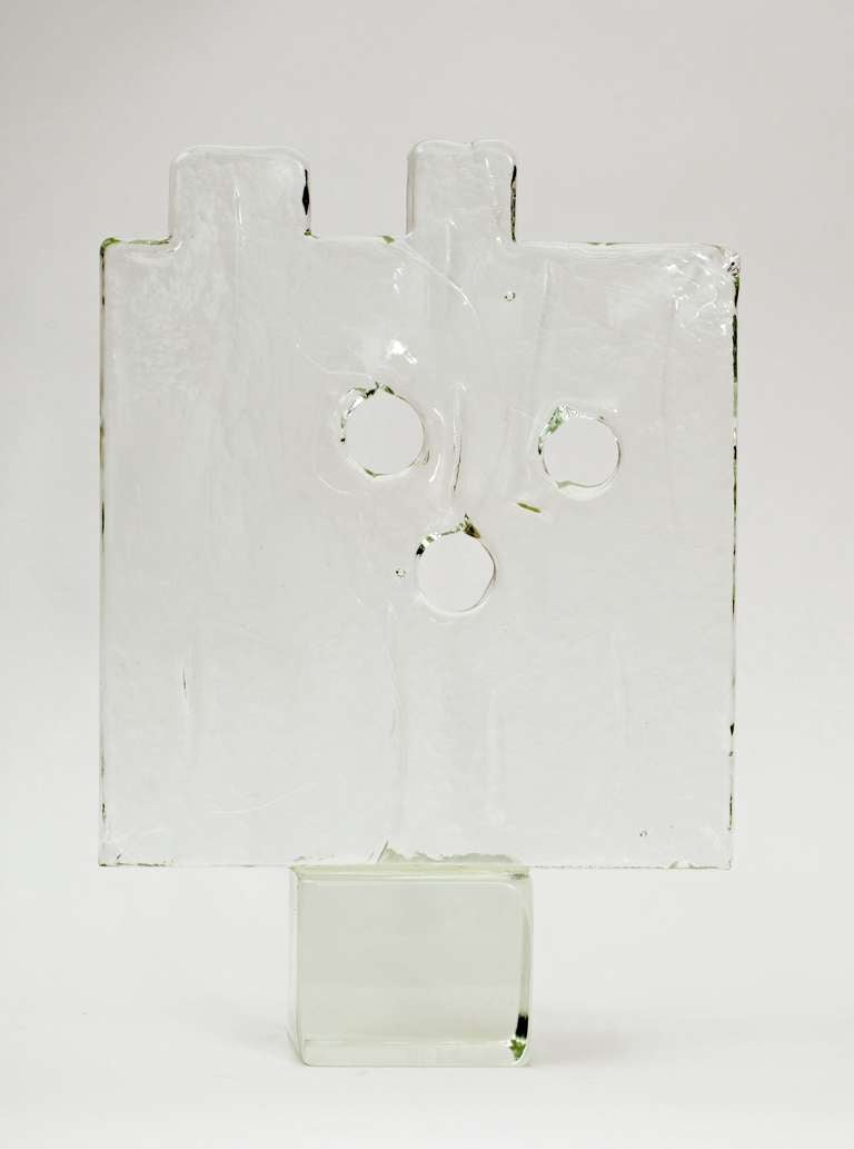 Italian XL Luciano Gaspari Murano Glass Block Sculpture