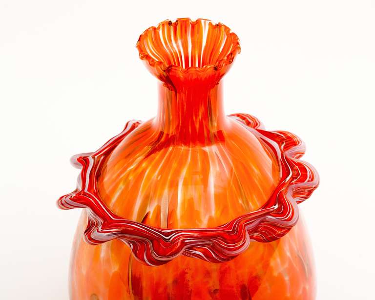 1960's Super Orange Murano Glass Vase at 1stdibs