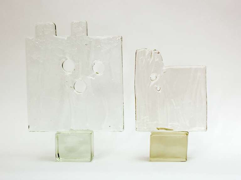 Blown Glass XL Luciano Gaspari Murano Glass Block Sculpture