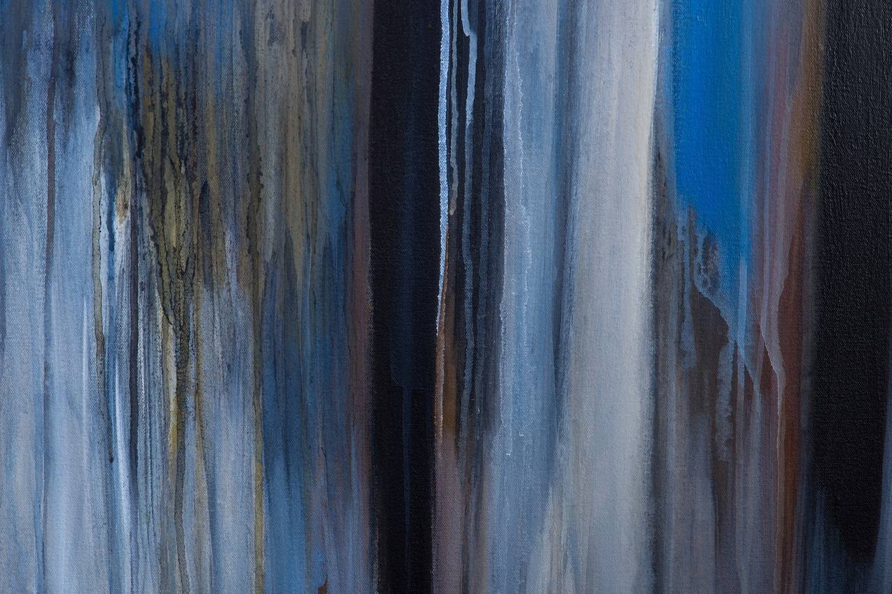 Peinture abstraite bleue de l'artiste brésilienne Ivanilde Brunow Bon état - En vente à New York, NY