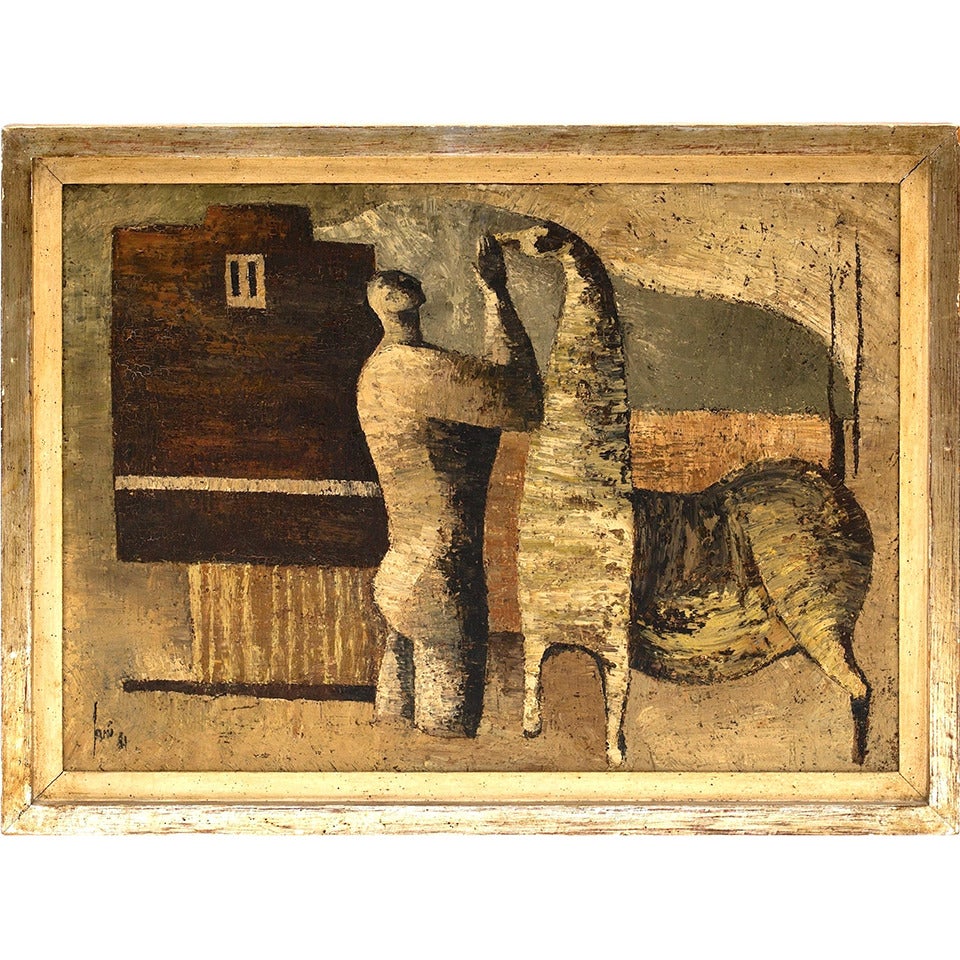 Sergio Sarri - Peinture abstraite - Homme et cheval 