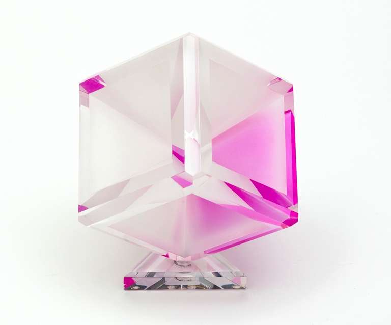 Lucite Cube Sculpture by Norman Mercer In Excellent Condition In New York, NY