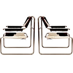 Paire de chaises tubulaires de style moderniste Bauhaus 