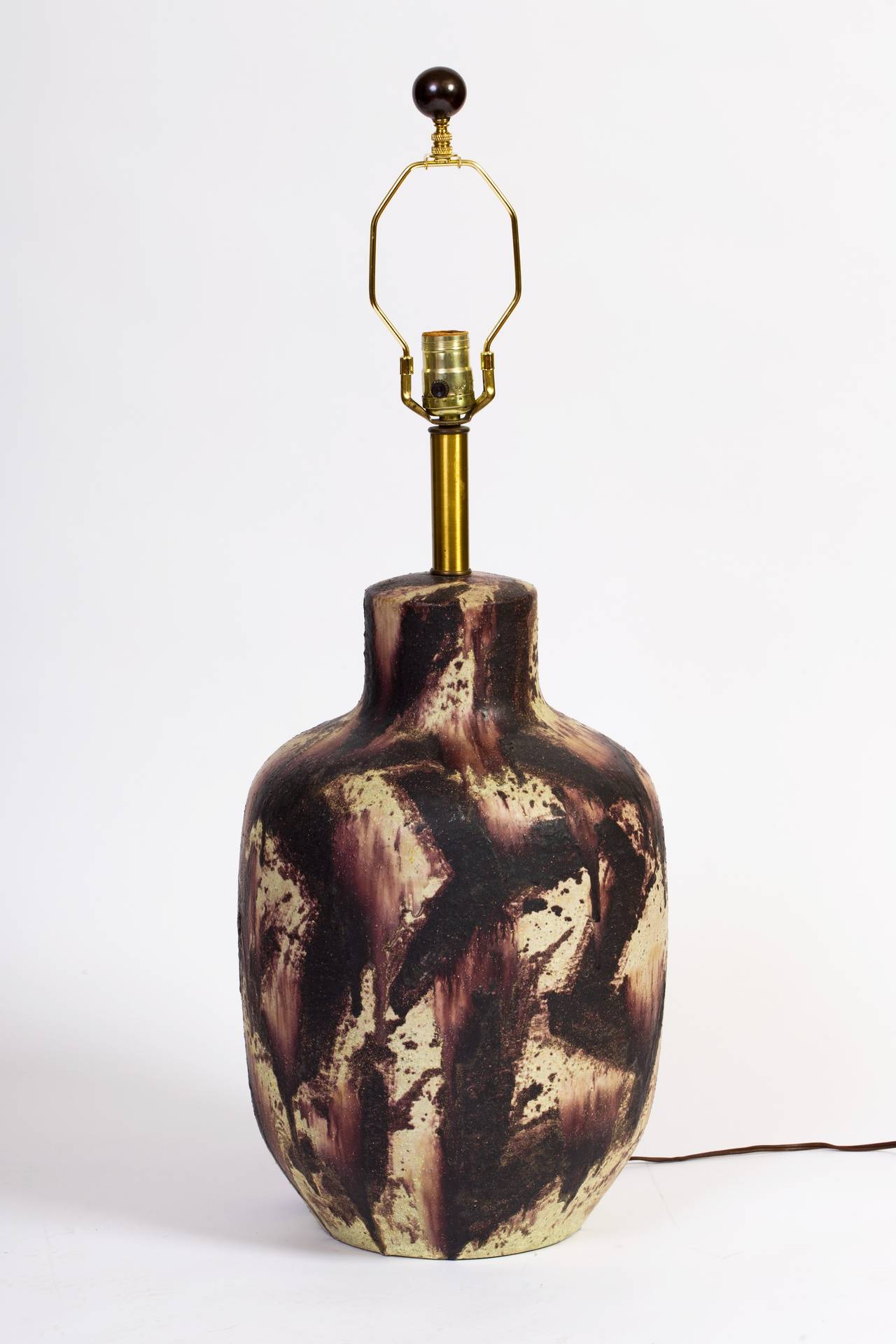 Einzigartiges Paar Fantoni-Keramik-Lampen im Zustand „Gut“ im Angebot in New York, NY