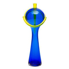 Dramatic Blue and Yellow Glass Sculpture by John Chiles 4