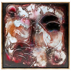 1960s Abstract Painting by Japanese Artist Akio Tanaka