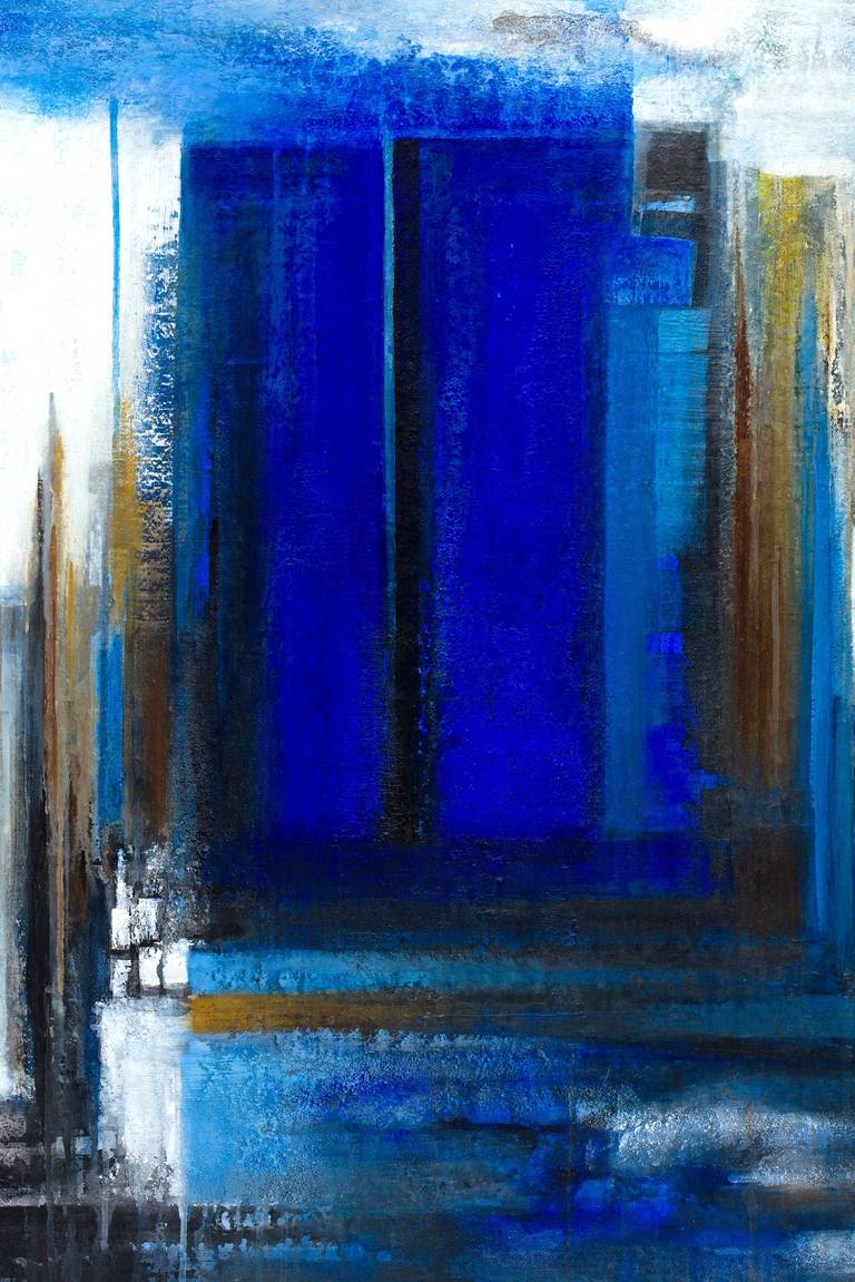 Blue Abstract Painting by Brazilian Artist Ivanilde Brunow In Excellent Condition In New York, NY