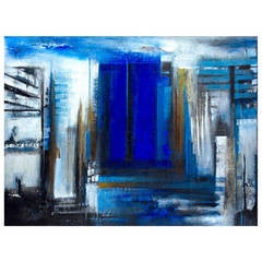 Blue Abstract Painting by Brazilian Artist Ivanilde Brunow