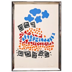 Impression sérigraphie de soie des années 1970 par Prado