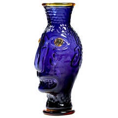 Vintage Fabulous Blenko Face Vase