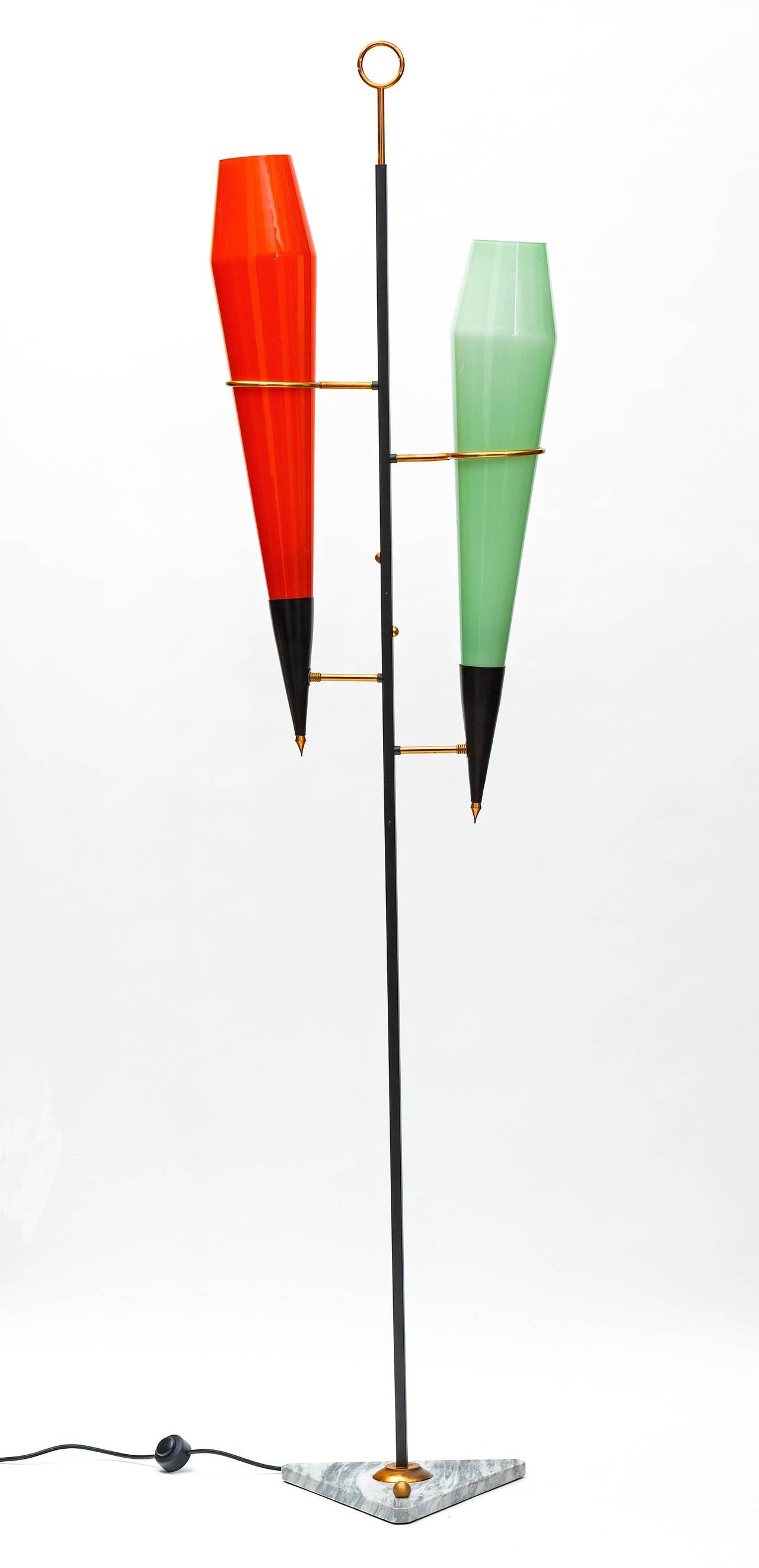 1950s Stilnovo Floor Lamp with Multicolored Glass Lights