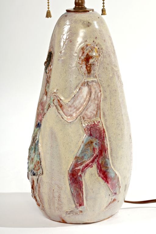 Italienische Keramik-Tischlampe in der Art von Fantoni im Zustand „Gut“ im Angebot in New York, NY