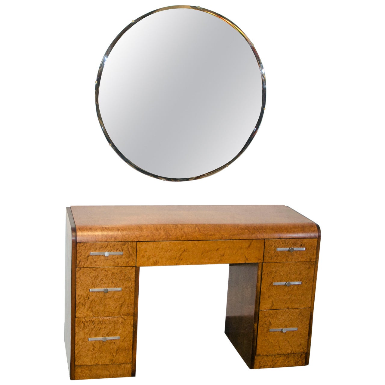 Art Deco Mid-Century Vanity or Desk with Mirror