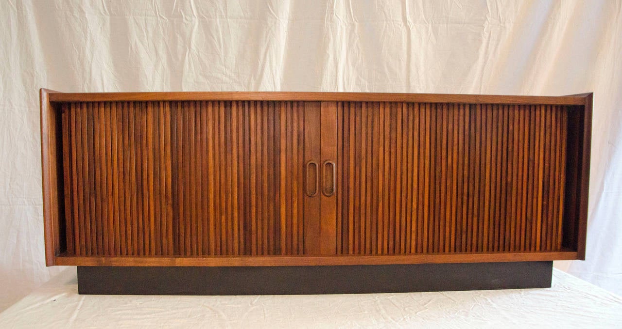 American Mid Century Walnut Low Record Cabinet