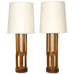 Pair of Large Mid Century Lamps - Modeline Style