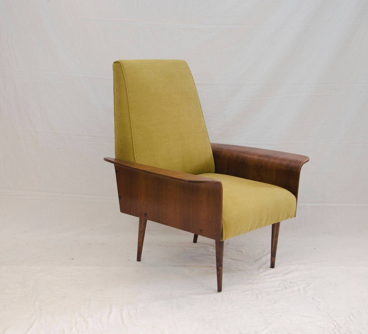 Walnut Bent Ply Lounge Chair in the Style of George Mulhauser 1