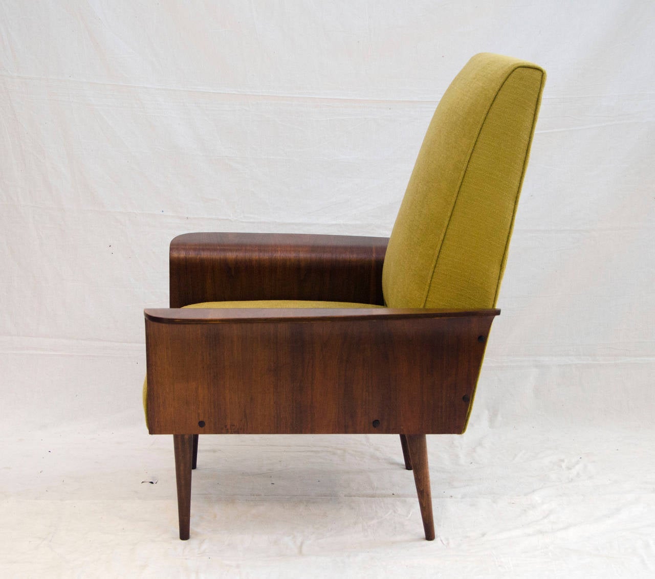 American Walnut Bent Ply Lounge Chair in the Style of George Mulhauser
