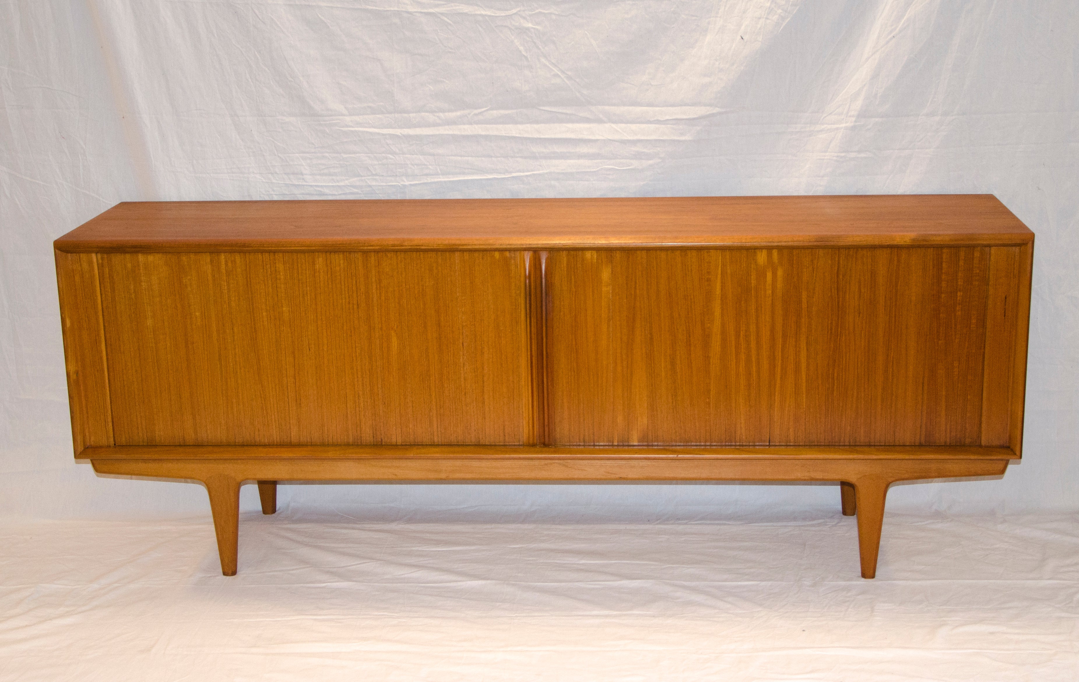 Danish Modern Teak Credenza Tambour Doors