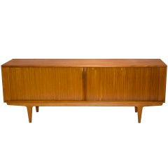 Danish Modern Teak Credenza Tambour Doors