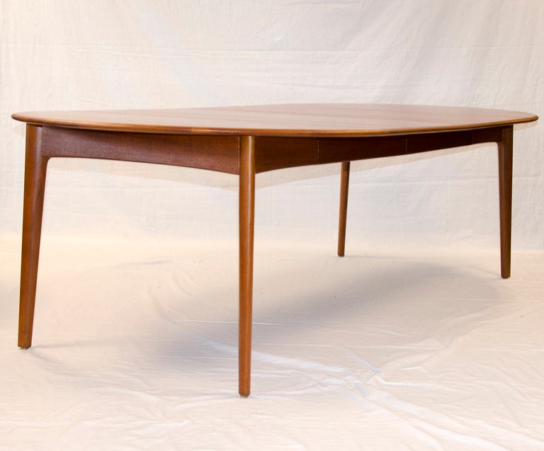 20th Century Round Teak Dining Table Danish - Two Leaves