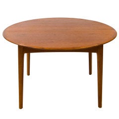 danish teak dining table Round Teak Dining Table Danish - Two Leaves
