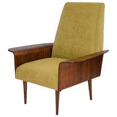 Walnut Bent Ply Lounge Chair in the Style of George Mulhauser