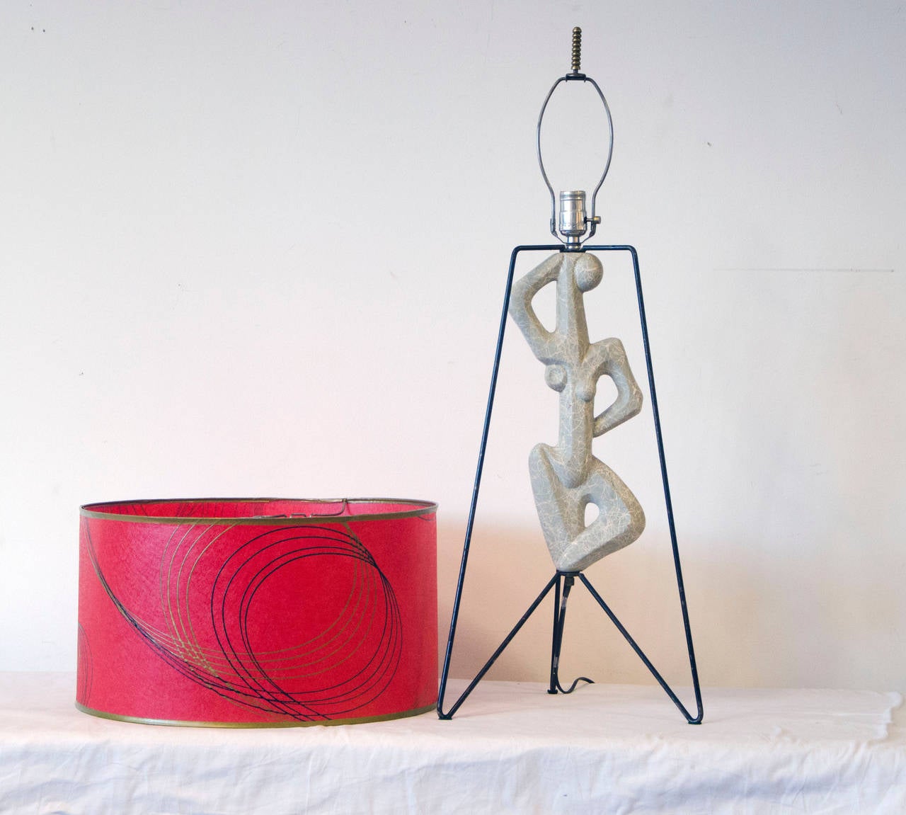 Painted Stylized Table Lamp by Frederick Weinberg
