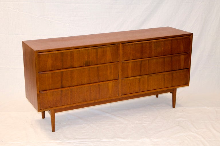 Danish Teak Six Drawer Dresser