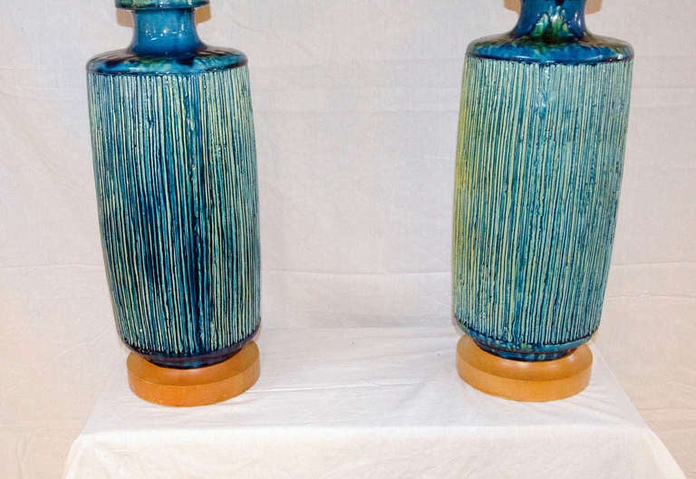 American Mid Century Pair of Lamps - Large
