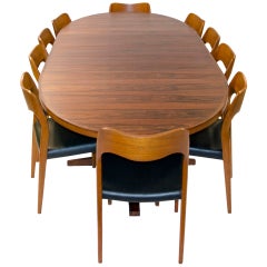John Mortensen Rosewood Oval Dining Table - Two Leaves