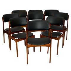 Danish Teak Set of 12 #49 Erik Buck Chairs (9 shown)