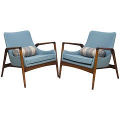 Mid-Century Pair of Danish Lounge Chairs Ib Kofod Larsen
