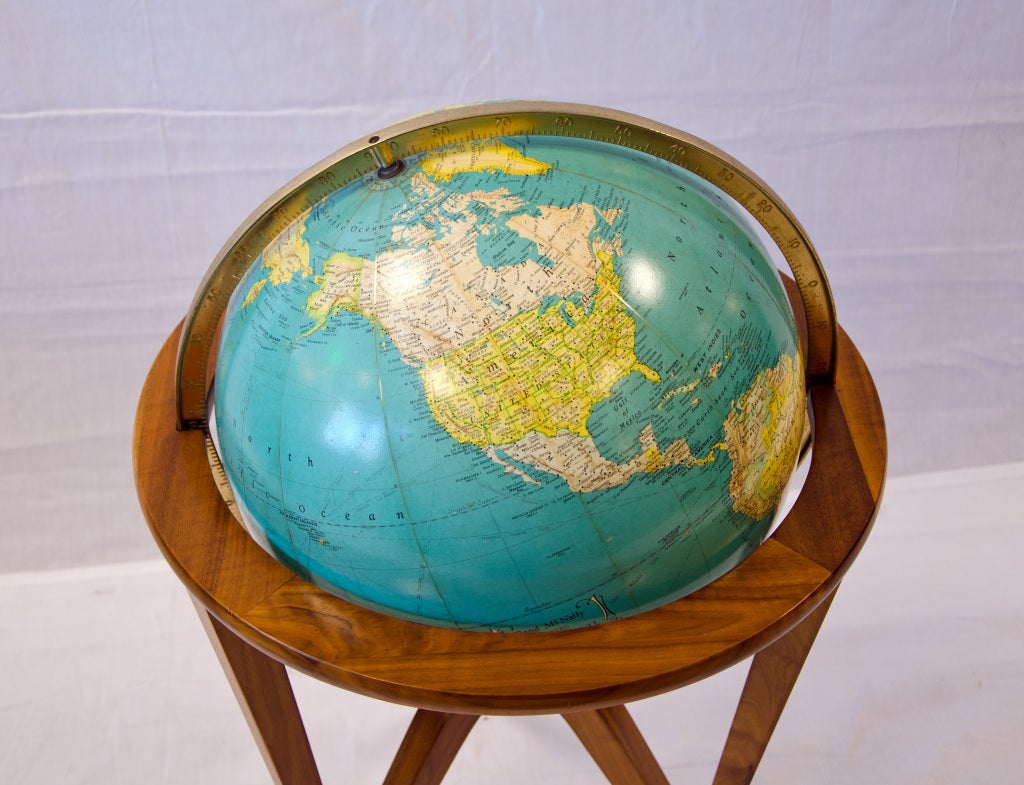 20th Century Illuminated World Library Globe - Wormley for Dunbar